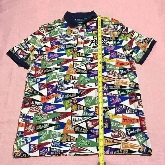 Polo Ralph Lauren Art Deco Multicolor Pennant Stadium Bears Classic Fit Shirt - Picture 6 of 10